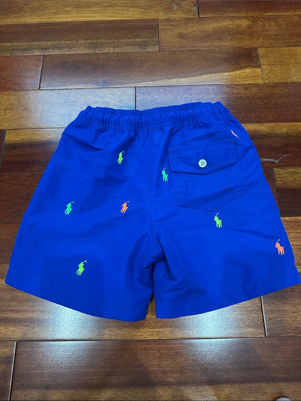 Polo by Ralph Lauren Royal Blue Swim Shorts with Neon Pony Embroidery - Picture 2 of 3